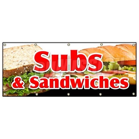 Signmission SUBS & SANDWICHES BANNER SIGN hero hoagie huge homemade grinders drinks B-120 Subs & Sandwiches